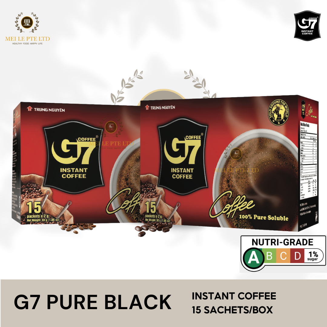 G7 PURE BLACK INSTANT COFFEE - BOX 15 SACHETS (E/E)